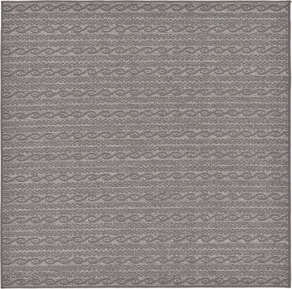 Unique Loom Outdoor Modern Links Machine Made Striped Rug Gray, Gray/Silver 6' 0" x 6' 0"