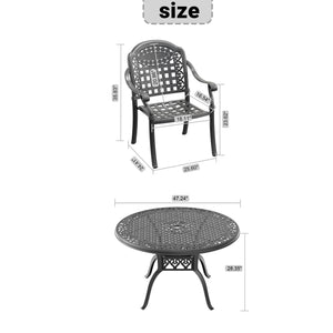 English Elm 5-Piece Elegant Cast Aluminum Patio Furniture Set With Cozy Blue Cushions For Outdoor Relaxation W1710S00135