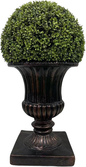 English Elm 32" Ball Topiary in Magnesia Pedestal Pot — Lifelike Artificial Plant for Indoor & Outdoor Decor Brown W1550P288705
