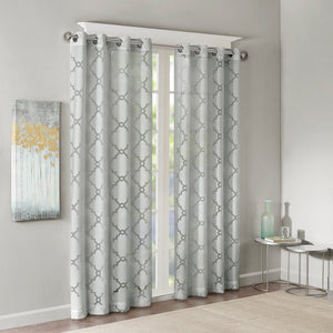 Madison Park Eden Modern/Contemporary Fretwork Burnout Sheer Curtain Panel MP40-3779 Grey