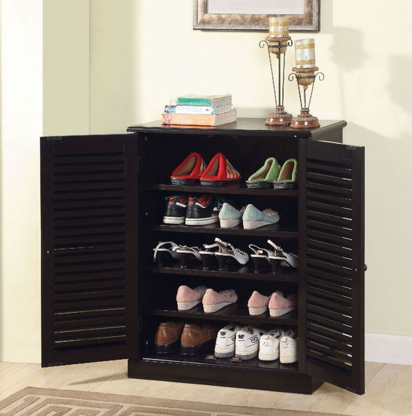 English Elm Shoe Cabinet with 5 Shelves and Louvered Doors for Fresh Airflow, Compact Durable Wooden Storage Unit Espresso B016P356053