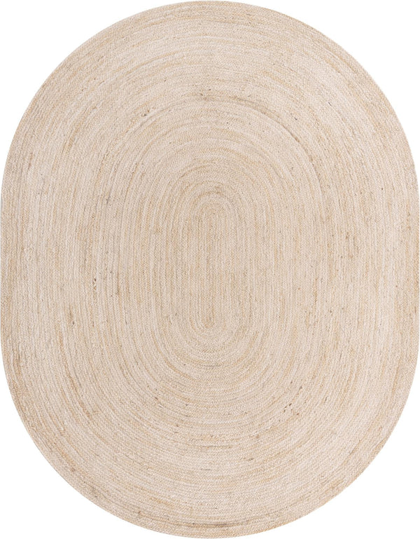 Unique Loom Braided Jute Dhaka Hand Braided Solid Rug White,  7' 10" x 10' 0"