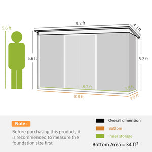 English Elm Garden Galvanized Steel Lean-to Shed with Lockable Double Doors for Backyard Storage T3971S00038