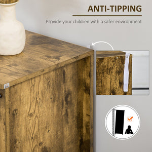 English Elm HOMCOM Rustic Industrial Sideboard Buffet Cabinet with 4 Drawers, Adjustable Shelf & Coffee Bar Top Brown W2225P217718