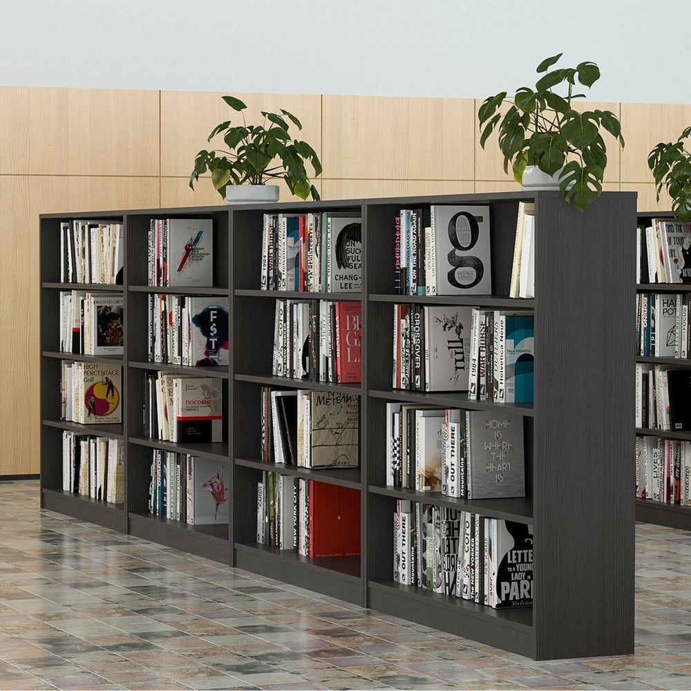 English Elm Grey 4-Shelf Modern Bookcase - Stylish Storage For Bedroom, Living Room, Or Office - Durable & Adjustable T3623P379655