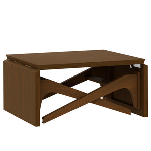 English Elm Transformer Solid Wood Convertible Table Adjustable Height Expandable Top for Small Spaces Walnut N735P406282D