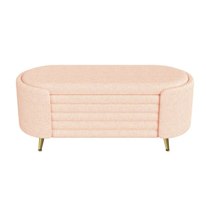English Elm Modern Boucle Tufted Storage Ottoman Bench with Gold Legs for Bedroom or Entryway Pink N719P305628P