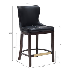 English Elm Blair Wood Upholstered Counter Stool - Stylish Black Design With Wingback Support & Footrest B365P398070