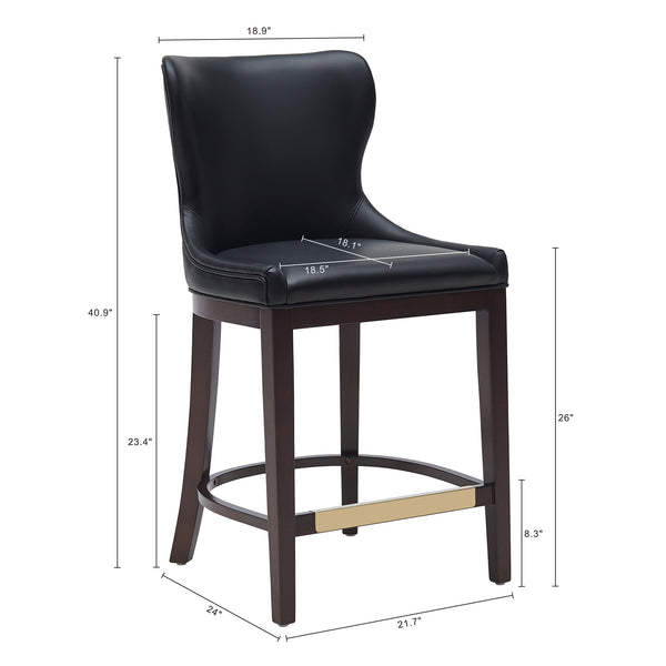 English Elm Blair Wood Upholstered Counter Stool - Stylish Black Design With Wingback Support & Footrest B365P398070