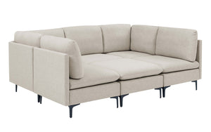 English Elm Linen Upholstered Modular Sectional Sofa with Tall Black Metal Legs for Living Room Almond B2748S00103