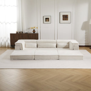 English Elm Compression Mahjong Sofa - Versatile Convertible Floor Bed, Soft Fleece, No Assembly, 3 Pillows W3723S00019