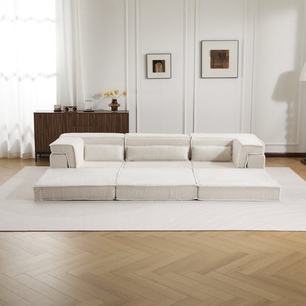English Elm Compression Mahjong Sofa - Versatile Convertible Floor Bed, Soft Fleece, No Assembly, 3 Pillows W3723S00019