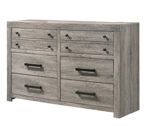 English Elm 1pc Rustic Charm Weathered Finish Metal Handle Five-Drawer Tall Chest Bedroom Storage Tower with Sleek Modern Lines and Easy Assembly Gray 62.2 L x 19.3 W x 40 H B2741P354506