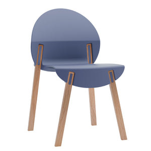 English Elm Summer 5 Piece Round Dining Set Polypropylene Stackable Chairs Oak Legs Modern Style Grey-Blue,White W3450S00039