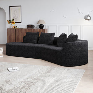 English Elm Modern Oversized Chenille Sectional Sofa - 112-Inch Curved Cloud Couch With 4 Pillows For Cozy Living W834P323319