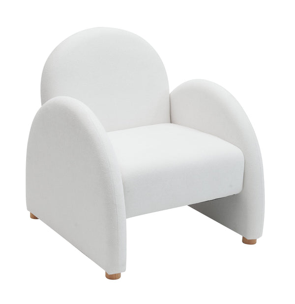 English Elm Modern Boucle Accent Armchair – Plush Beige Lounge Chair With Curved Armrests For Stylish Comfort T3903P372601