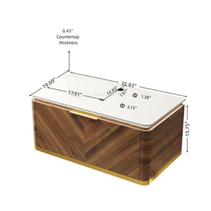 English Elm 36" Muri Oak Woodgrain Plywood Bathroom Vanity Cabinet with Soft Close Doors W2615P330745