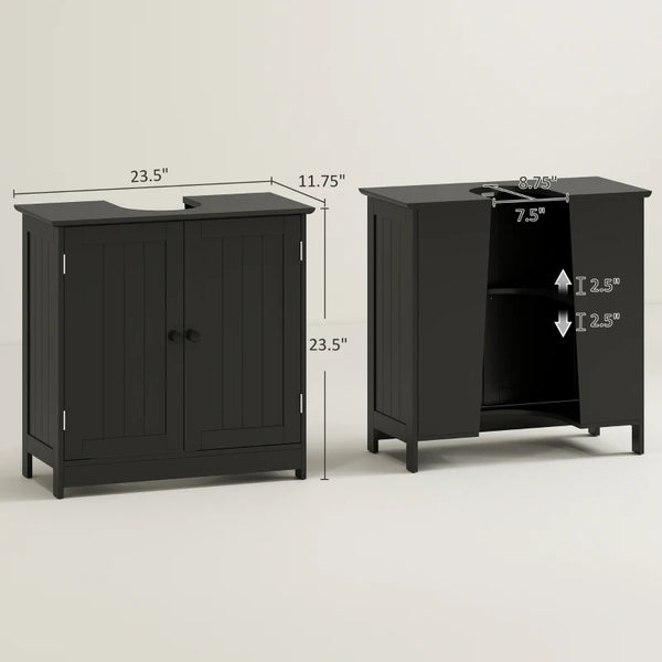 English Elm Practical Pedestal Sink Cabinet with Farmhouse X-door Design and Enclosed Bathroom Storage T3971P470095