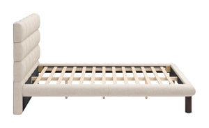 Zuo Modern Placid Queen Bed - Modern Shearling-style Design With Luxurious Comfort For Your Dream Bedroom Retreat Beige 100% Polyester,Rubberwood,Mdf,Plywood 110668-zuo-modern