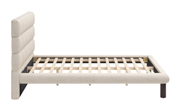 Zuo Modern Placid Queen Bed - Modern Shearling-style Design With Luxurious Comfort For Your Dream Bedroom Retreat Beige 100% Polyester,Rubberwood,Mdf,Plywood 110668-zuo-modern