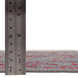 Unique Loom Outdoor Modern Vintage Machine Made Abstract Rug Light Blue, Red/Gray/Beige 8' 0" x 8' 0"
