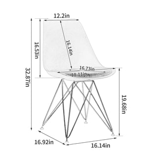 English Elm Modern Shell Lounge Dining Chairs Set Of 4 - Beige With Golden Steel Legs For Elegant Interiors W370P207511