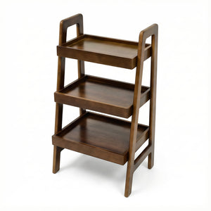English Elm 100% Solid Wood Three Tier Ladder Shelf Freestanding Bookcase for Bedroom or Office W3204P445671