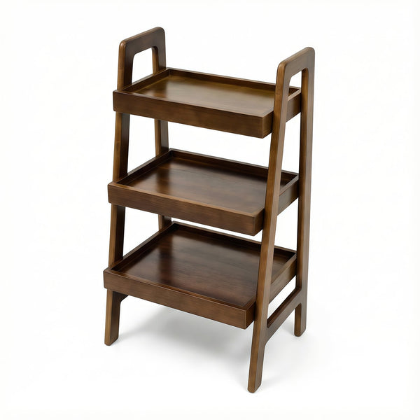 English Elm 100% Solid Wood Three Tier Ladder Shelf Freestanding Bookcase for Bedroom or Office W3204P445671
