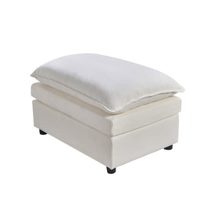 English Elm 108.66"Modern Chenille L-Shaped Sectional Sofa with Convertible Chaise, Solid Wood Frame, Plush Foam Comfort and Ottoman Set for Spacious Living Room White W1036S00057