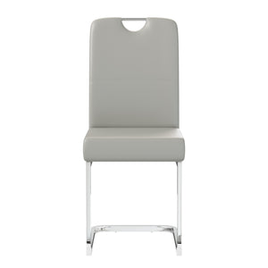 English Elm Set of 4 Gray Pu Leather Dining Chairs with Spring Cushion and Ergonomic Metal Frame W3226P345823