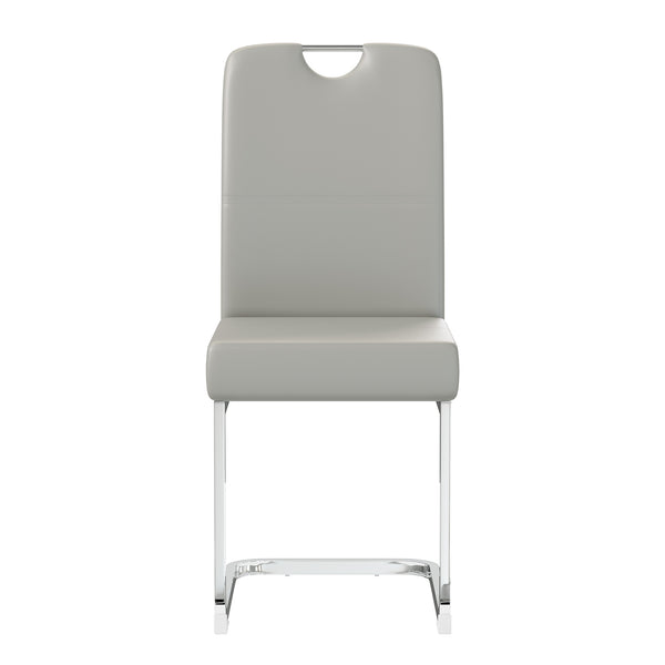 English Elm Set of 4 Gray Pu Leather Dining Chairs with Spring Cushion and Ergonomic Metal Frame W3226P345823