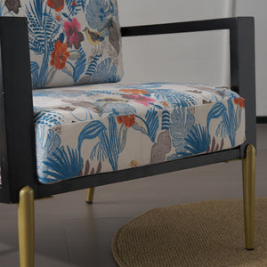 English Elm Christopher Knight Home® - Floral Velvet Accent Chair with Removable Washable Cover, Plush 5.51" Cushions & Gold Legs for Living Spaces N817P237961B