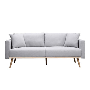 English Elm Elio Mid-century Linen Sofa and Loveseat Set with Usb Port Storage Pockets Light Gray B2749S00015