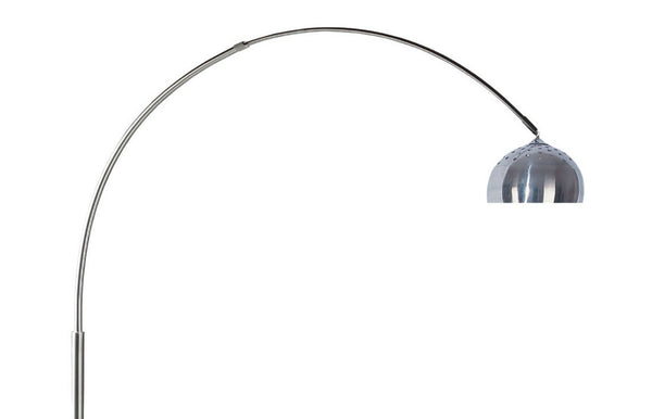 English Elm 1pc Arch Lamp Polished Chrome Stem with White Marble Base, Extendable Neck, Contemporary 81"H Ambient Lighting B2741P317225