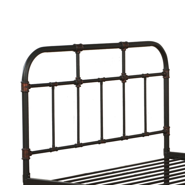 English Elm Sandy Metal Full Panel Bed with 20 Slats — Sandy Grey Durable Frame, Supportive Comfort & Style B062P215390