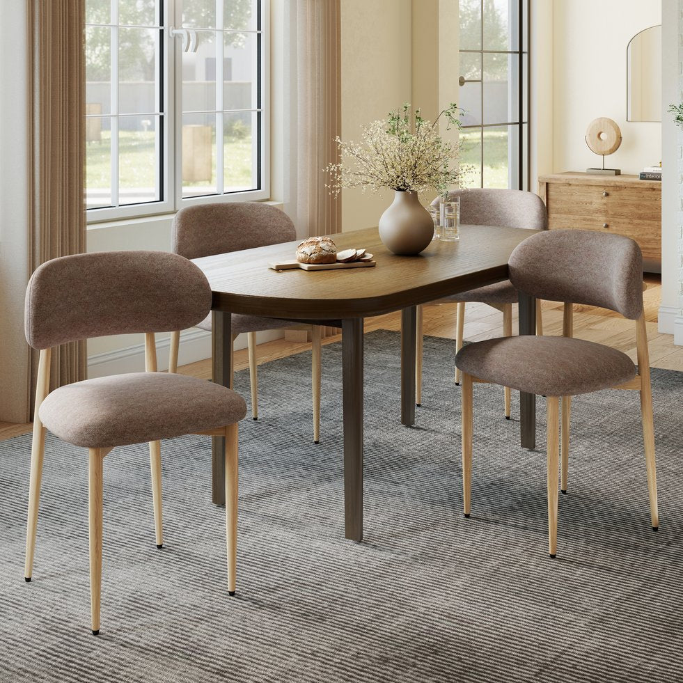 English Elm Dining Chair Set with Wood Grain Metal Frame Upholstered Seat Modern Farmhouse Kitchen Coffee W3316P449685