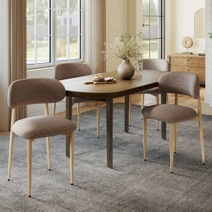 English Elm Dining Chair Set with Wood Grain Metal Frame Upholstered Seat Modern Farmhouse Kitchen Coffee W3316P449685