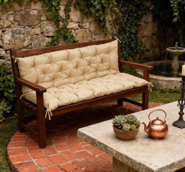 English Elm Patio Bench Cushion Tufted Overstuffed Polyester Fill for Swing Sofa Pergola Seating T3971P418271