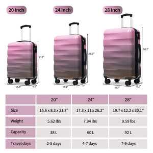 English Elm Luggage Set 3 Piece Hardshell Pc+abs Spinner Suitcases with Tsa Lock Expandable Gray,Pink N730P264591P