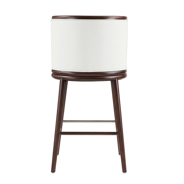 English Elm Evalyn Commercial White Leatherette Barstool with Beech Wood Legs, Foam-Padded Seat & Steel Footrest B365P398035