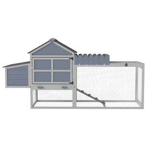 English Elm 80" Pine Backyard Chicken Coop Two Tier Hen House with Planter Nesting Box and Run W2181P356238