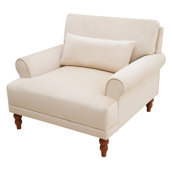 English Elm Mirod Oversized Polyester Accent Chair with Column Legs and Ergonomic Lumbar Support Beige N760S0000028B