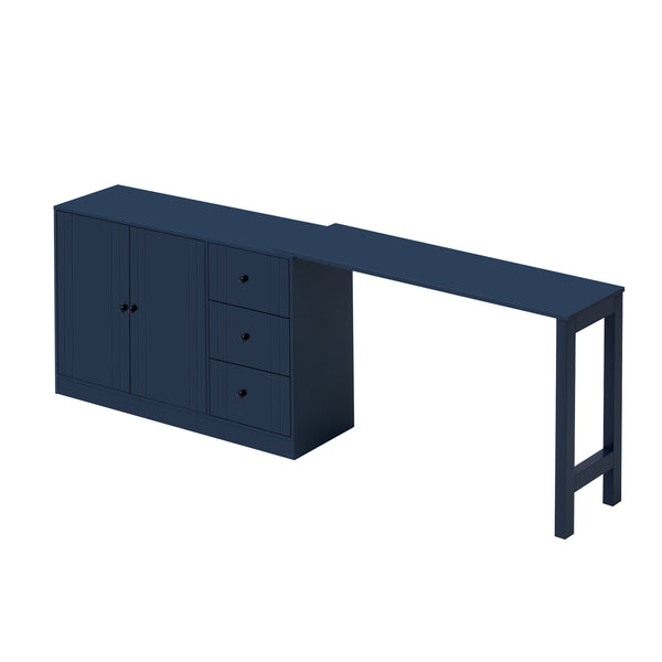 English Elm U_style Extendable Wooden Sideboard with 3 Drawers and 2 Doors for Entryway Living Room N711P334768V