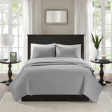 Madison Park Quebec Transitional Reversible Quilt Set MP13-2581 Grey