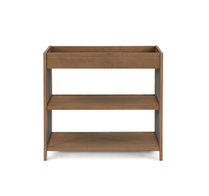 English Elm Pixie Mid-century Nursery Changing Table with Spindle Sides and Open Storage Shelves Walnut Brown B022P204854