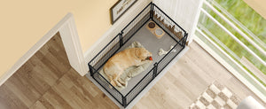 English Elm Large Iron Wire Dog Kennel with Top Cover Modular Indoor Pet Enclosure Matte Black W1820P456878