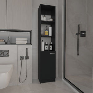 English Elm Wenge Tall Linen Cabinet 63.8" H Slim 5-Shelf Storage with 3 Open Shelves & Bottom Door for Bath B06280221