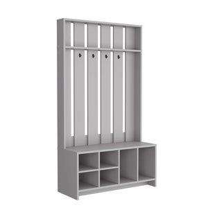 English Elm Hall Tree Murphy Smoke Concrete Gray Entryway Organizer with 4 Shelves, 2 Compartments & Hooks for Coats Bags Shoes Durable Engineered Wood Modern Space-Saving Design B092S00267