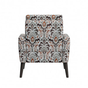 English Elm Enna Damask Upholstered Accent Chair with Solid Wood Legs for Living Room B127P409852