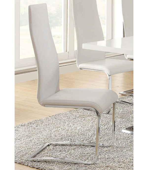 English Elm Set Leatherette Upholstered Dining Side Chairs with Ergonomic Contour, Chrome Legs, Modern Minimalist Flair White B016P223043